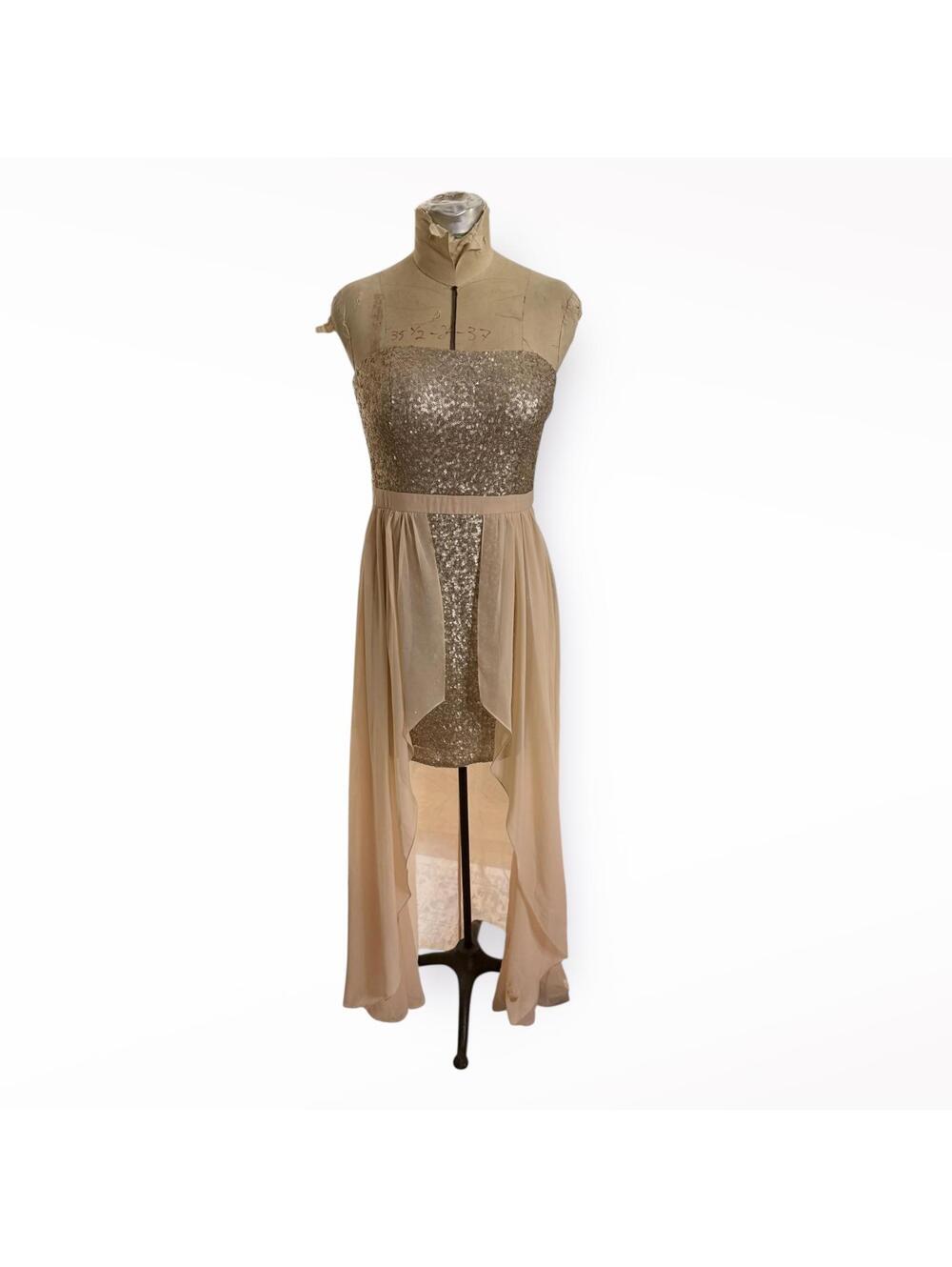 Aiden Mattox Strapless Chiffon Overlay Hi-Lo Dress